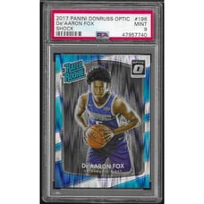 2017-18 Donruss Optic Mega Box Rated Rookie Shock Flash #196 De'Aaron Fox PSA 9