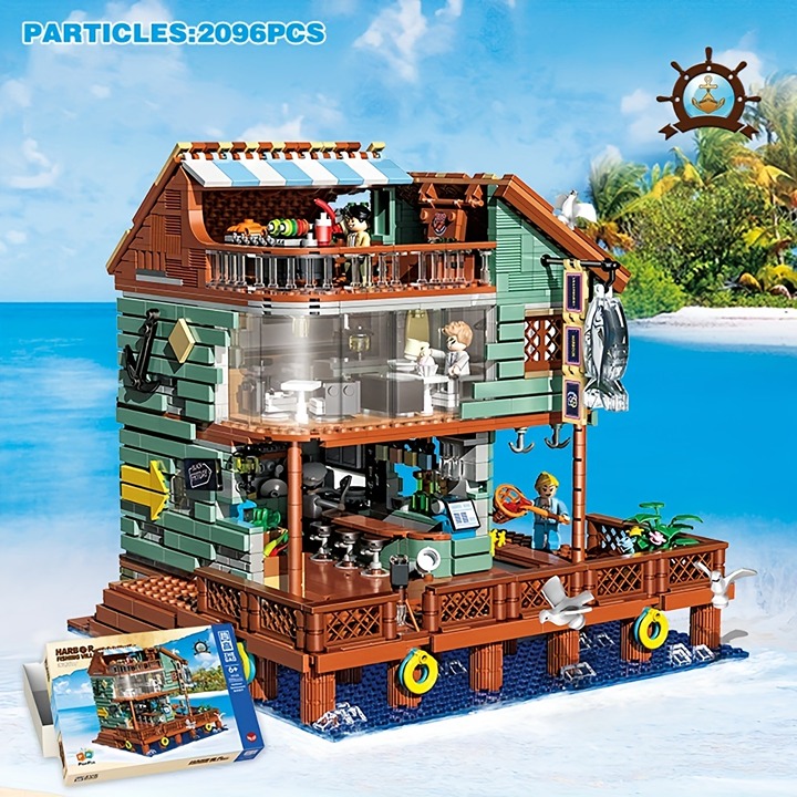 2093pcs, Seaport Restaurant Collage Blocks DIY Street View Building Bricks Toys