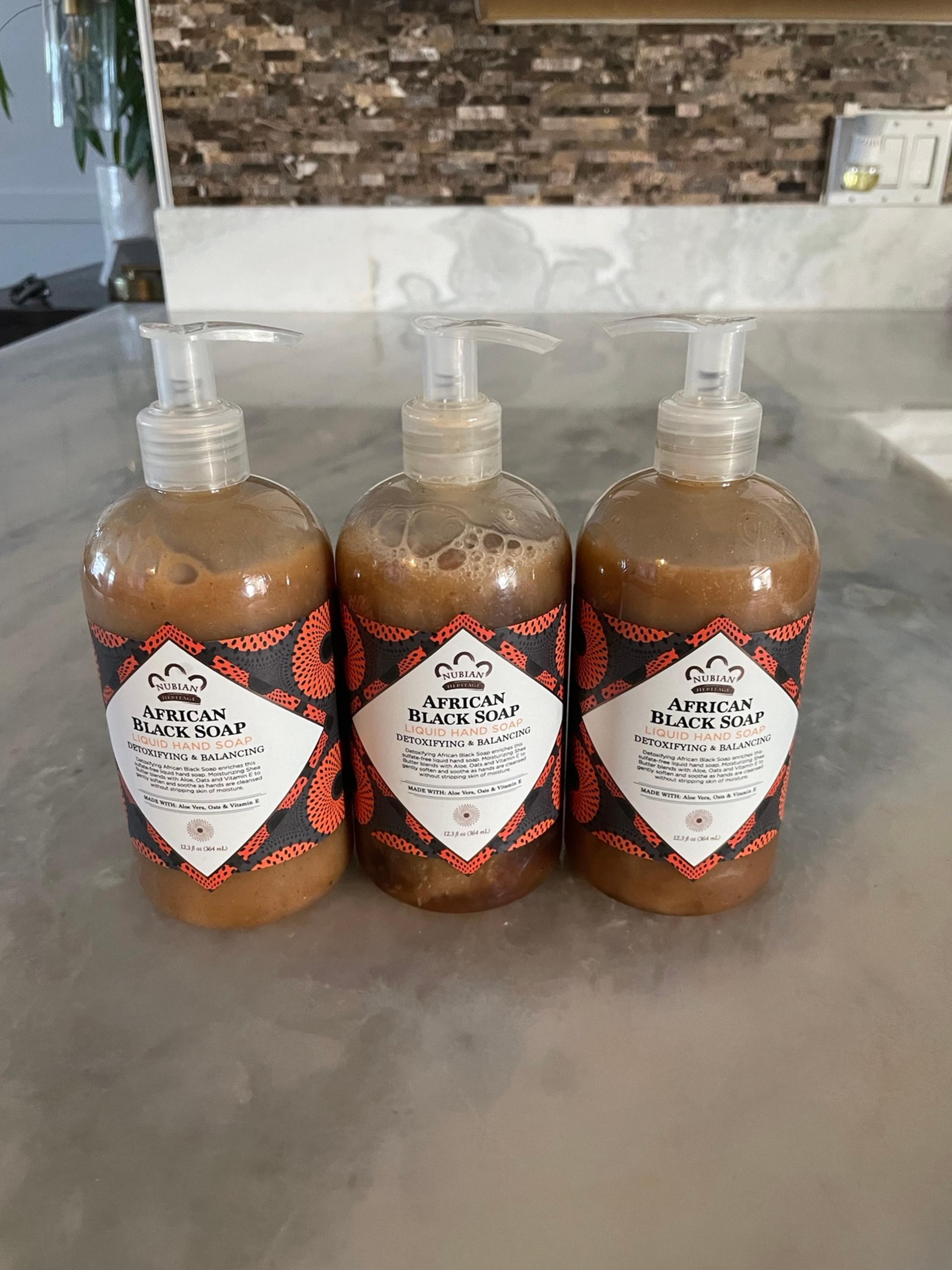 Nubian Heritage 2 African Black Soap Liquid Hand Soap 12.3 Oz Bundle of 3