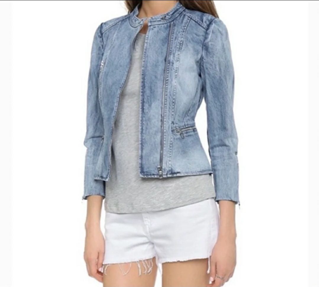 Rebecca Taylor Denim Motorcycle Jacket