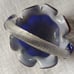 Blue and white glass basket bowl blown glass 5.5 × 4.5