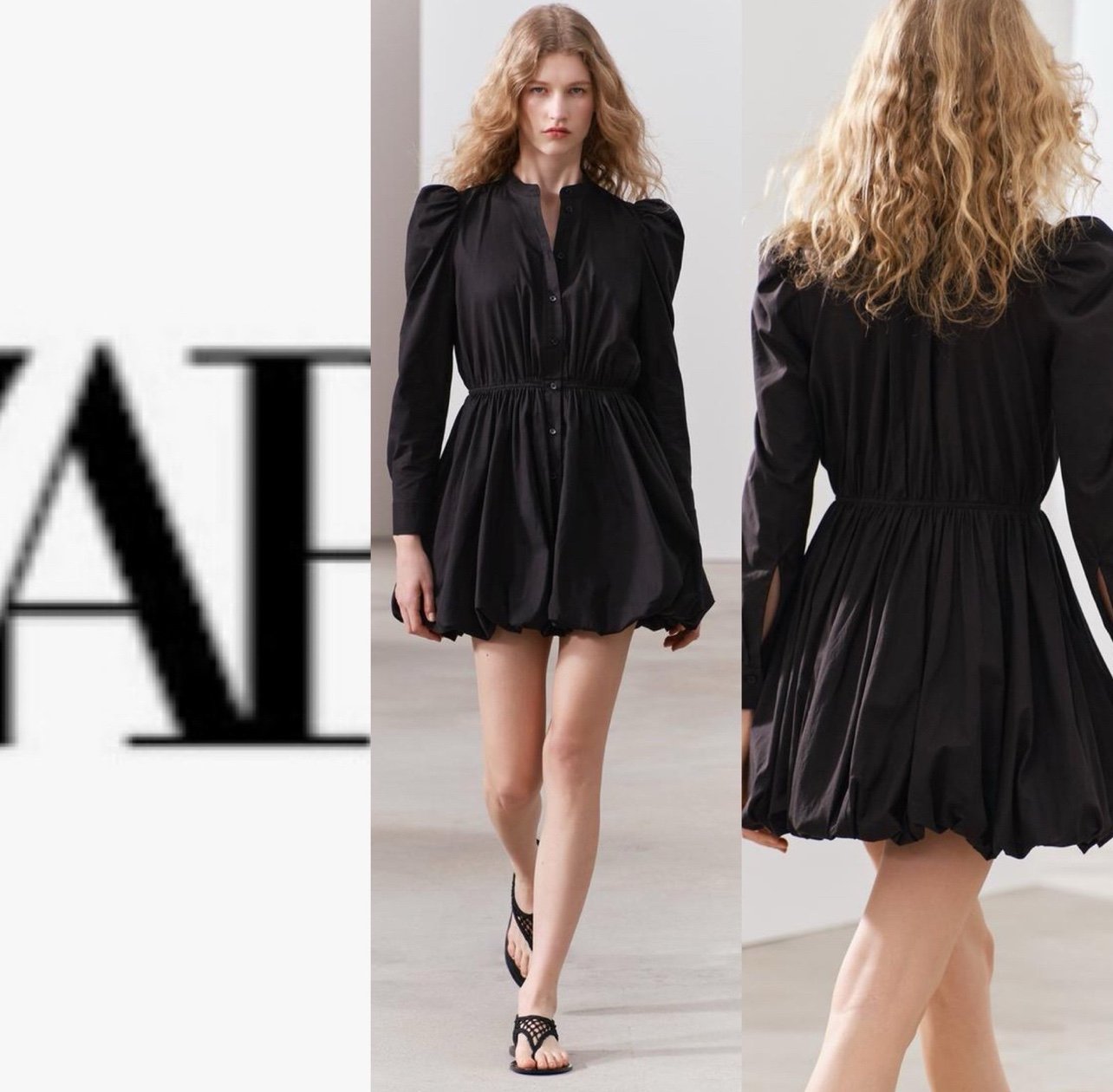 ZARA NWT blogger’s favorite black ZW COLLECTION MINI BALLOON DRESS size M