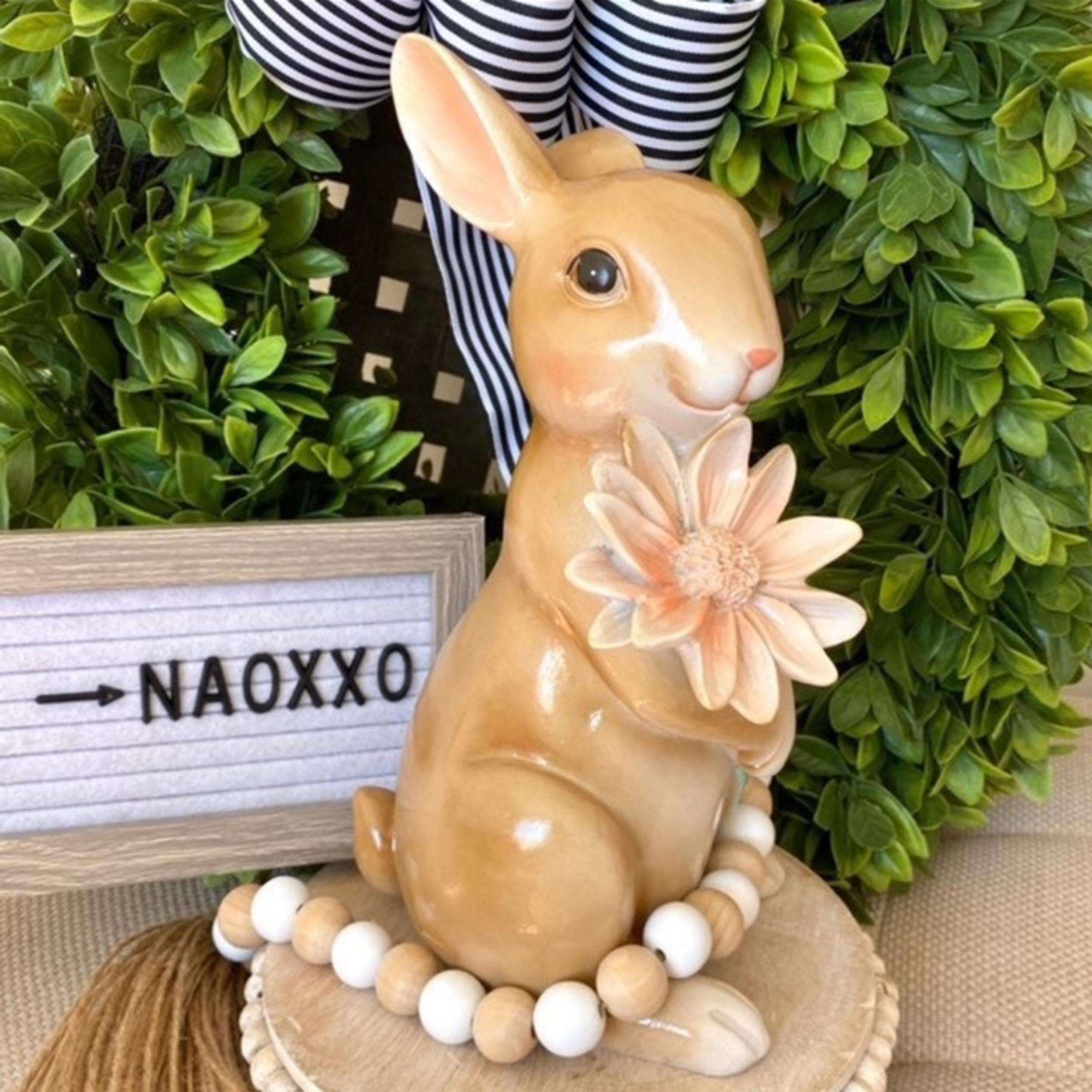 Easter Spring Bunny Holding a Flower Table Top Decor