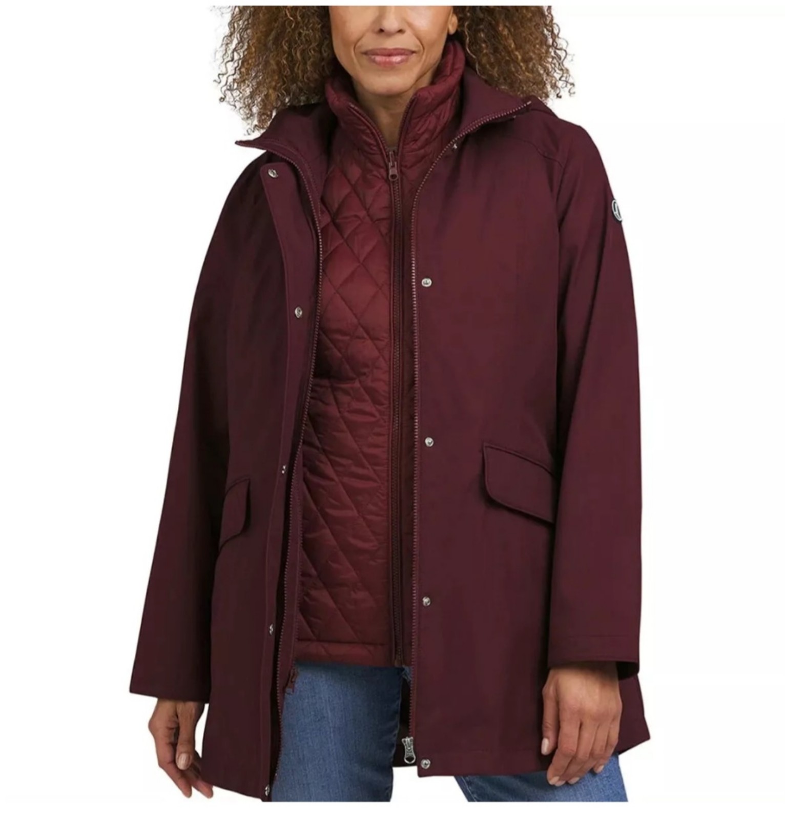 NEW Women's Lands' End 3-in-1 Systems Jacket / Vest, Red, Size L