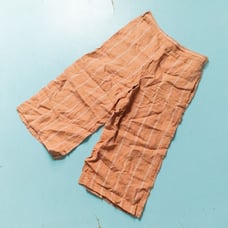 By Anthropologie Portia Orange Stripe 100% Linen Wide Leg Crop Pants Size Medium