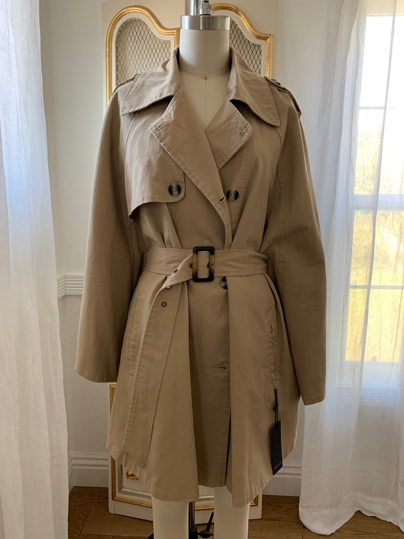 Forever 21 Double-Breasted Cotton Cape Trench Jacket