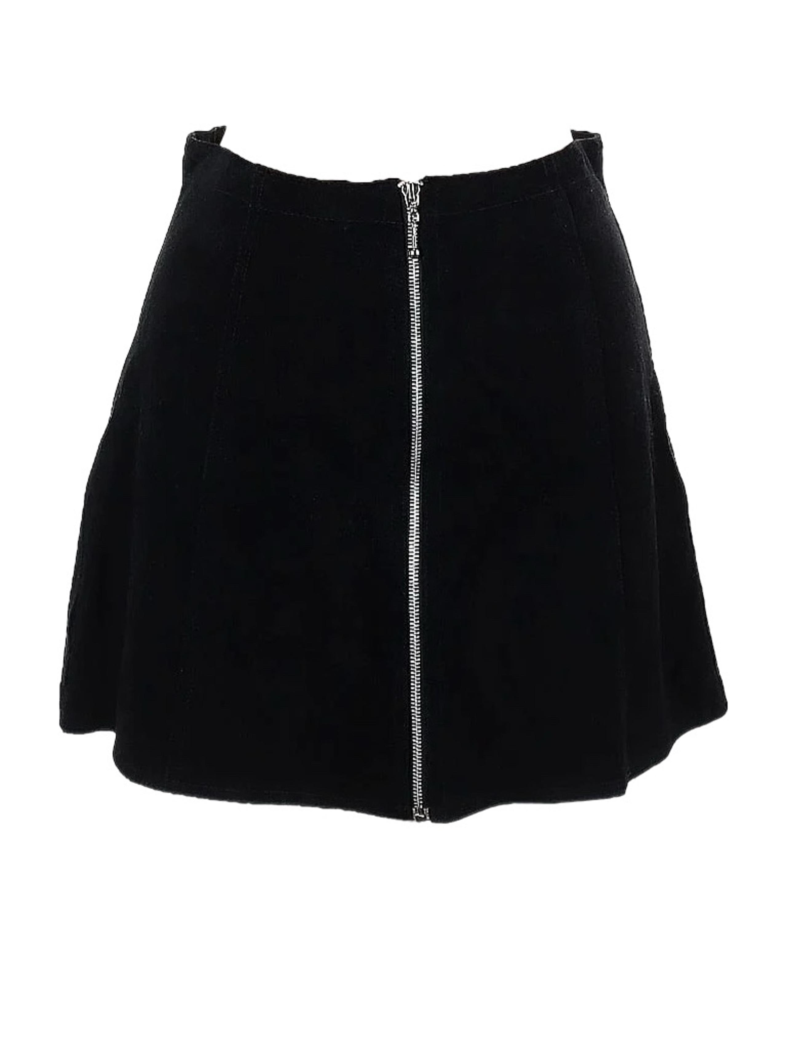 Vintage PunchLine Womens black leather A-line skirt Fully lined Size 11