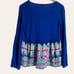 Lilly Pulitzer Kahli Blue Babydoll Tassel Long Sleeve Blouse Top Size XS
