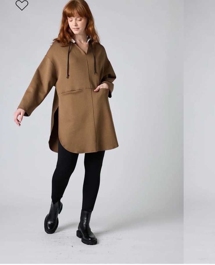 Ruti Oversized Hoodie Scuba Dress S/M Palo Santo/White NWT Retails 259.00