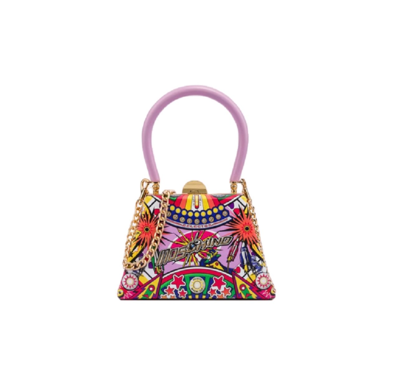 Moschino Pinball Print Calfskin Trapeze Bag