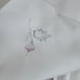 Set of 10 VintageWhite ClothNapkins Lilac Scalloped Edges with Single Flower Bud