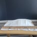 Set of 10 VintageWhite ClothNapkins Lilac Scalloped Edges with Single Flower Bud
