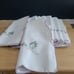 Set of 10 VintageWhite ClothNapkins Lilac Scalloped Edges with Single Flower Bud