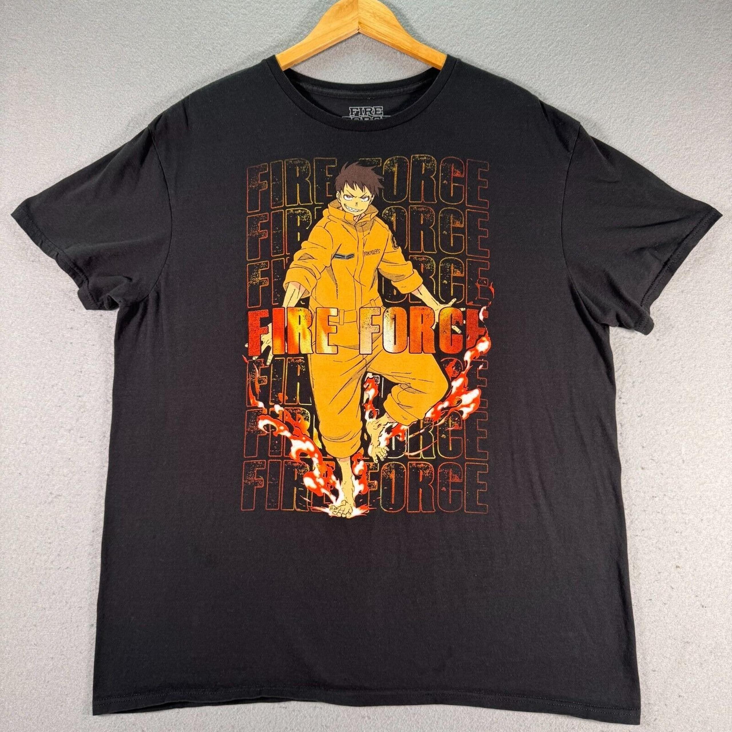 Fire Force Shinra Kusakabe T-Shirt Mens XL Black Tokyo Licensed Anime Graphic