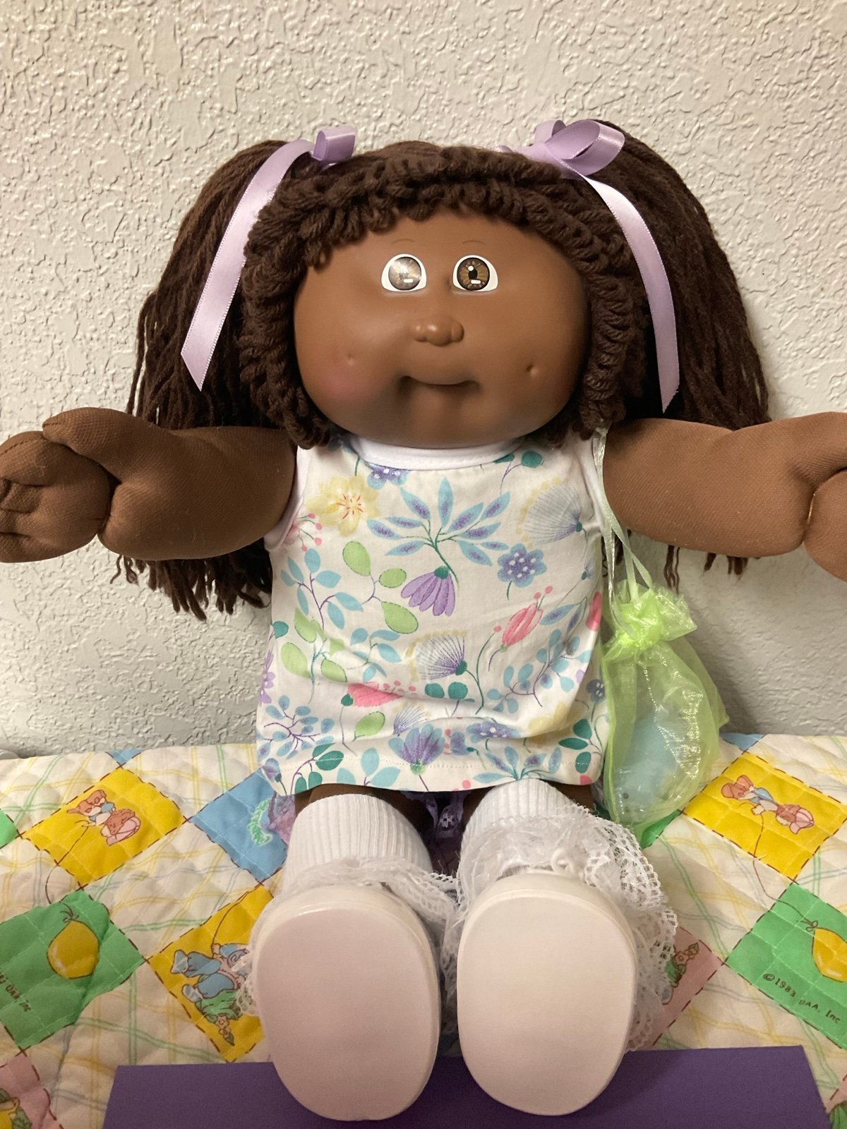 RARE Vintage Cabbage Patch Kid African American Girl Brown Hair Brown Eyes HM#9