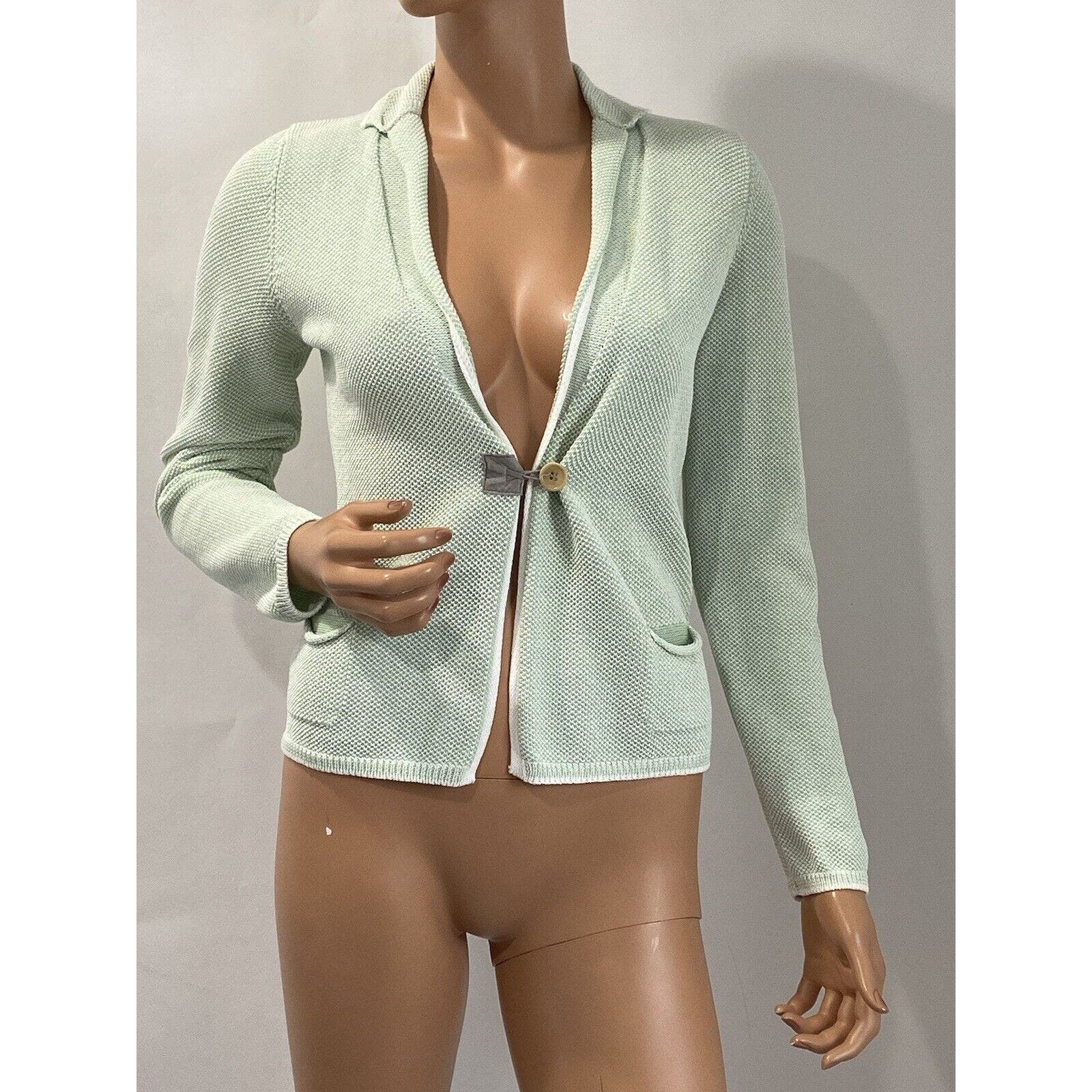 Tonet Made In Italy Cardigan Size Large Mint Green closed with one button