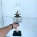 Pressed Glass Painted Doves Clear Cut Crystal Hurricane Oil Lamp Painted Wood
