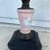 Pressed Glass Painted Doves Clear Cut Crystal Hurricane Oil Lamp Painted Wood