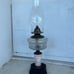 Pressed Glass Painted Doves Clear Cut Crystal Hurricane Oil Lamp Painted Wood