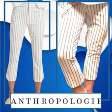 ANTHROPOLOGIE The Essential Slim Striped Cropped Pants Stretch
