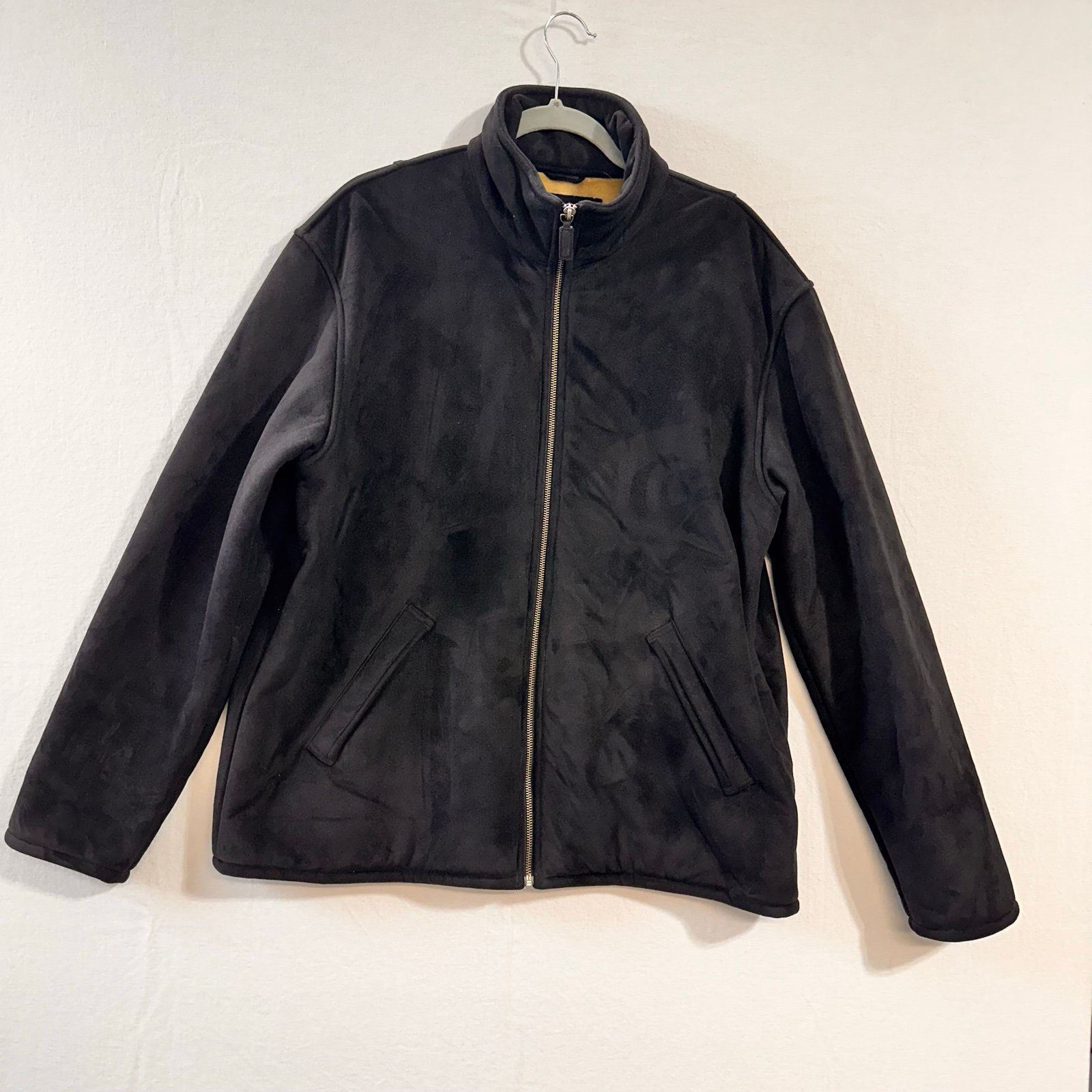 Tommy Hilfiger Jackets Size L Men's Faux Suede Fur Sherpa Coats Black Bomber