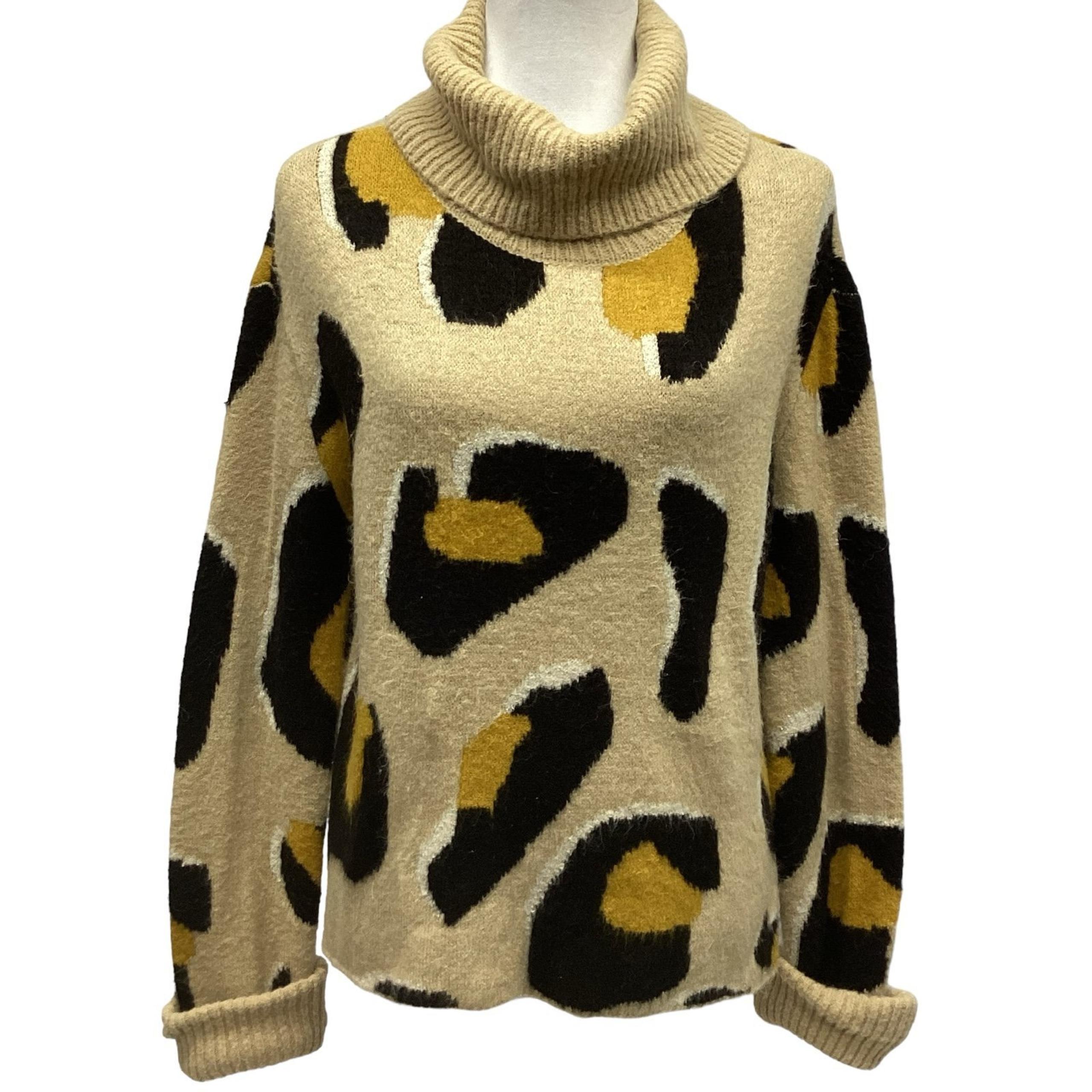 Anthropologie Moth Animal Print Cowl Neck Sweater Misses Size M