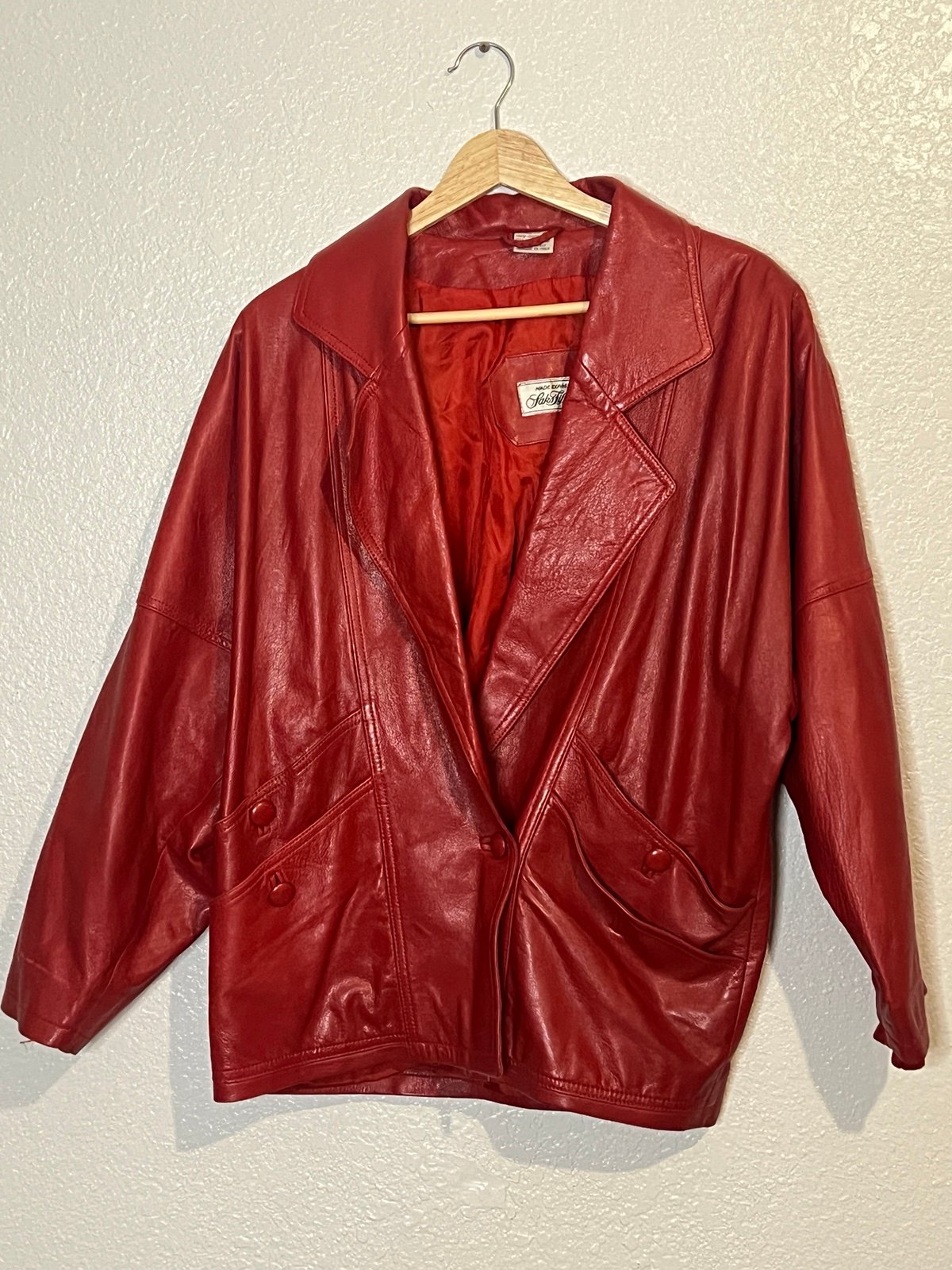 Saks Fifth Avenue Rare Vintage Lined Coat Red Jacket Size 8