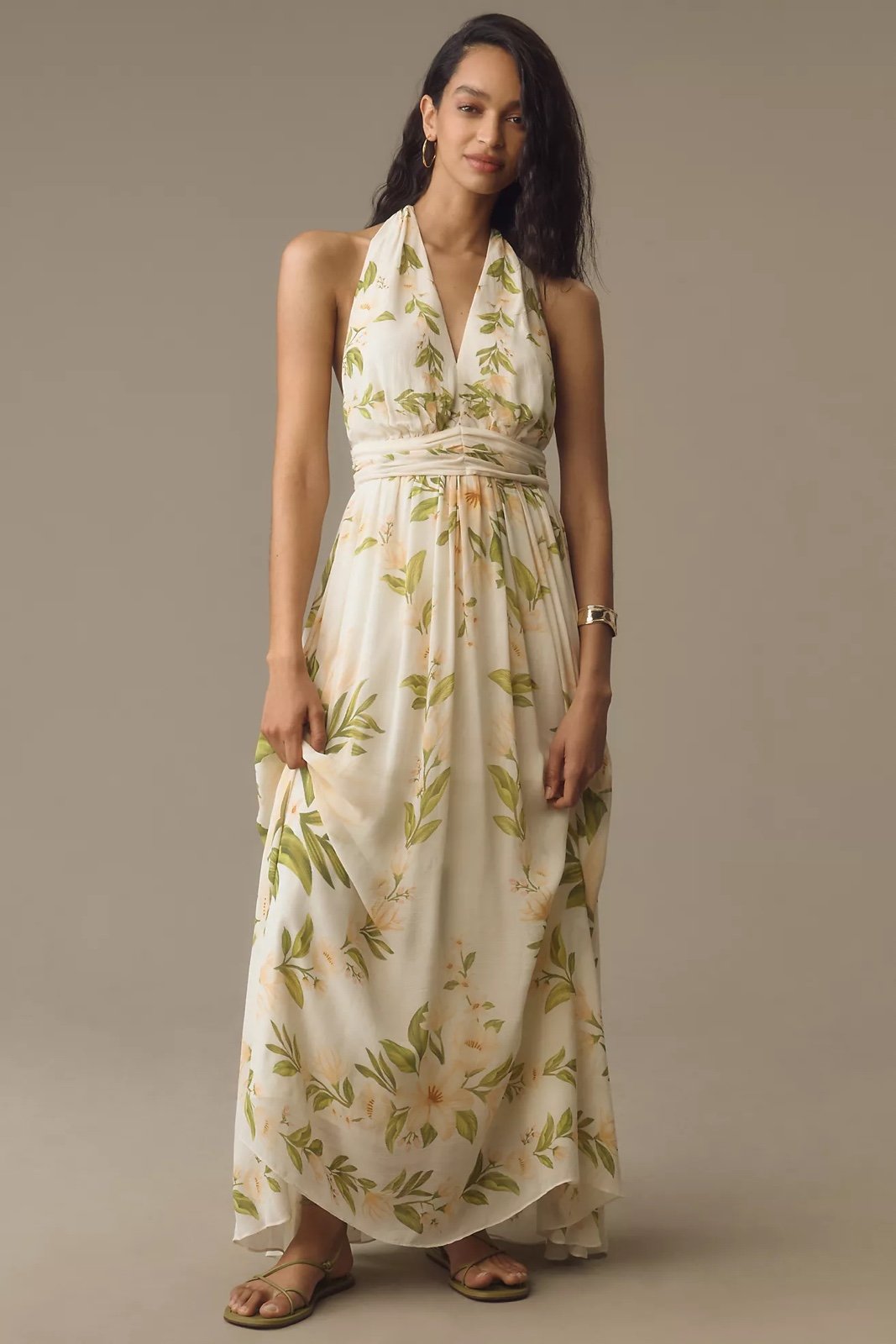 Anthropologie Farm Rio x V-Neck Floral Chiffon Maxi Dress Size XL MSRP258.00