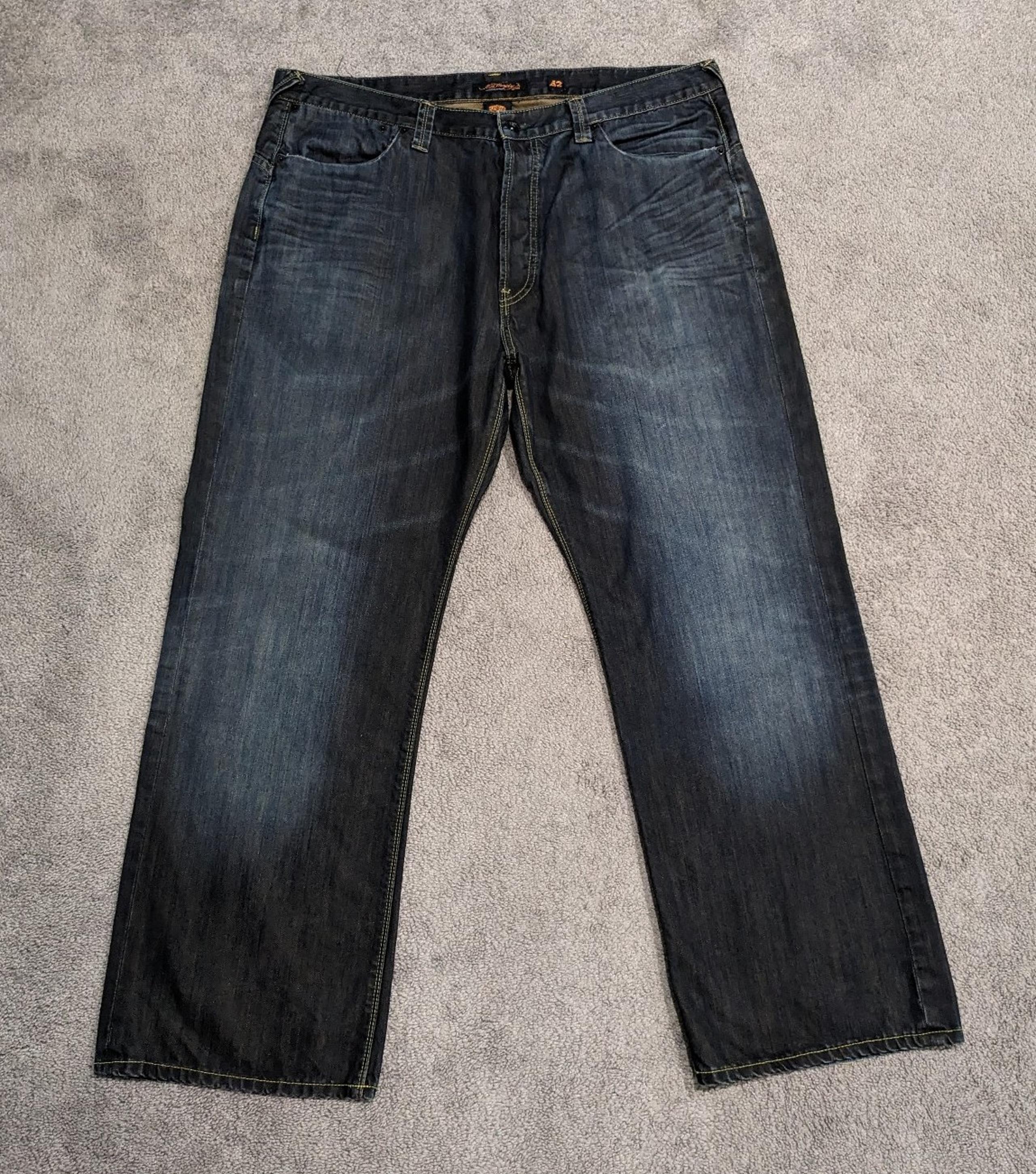 Vintage Y2K Ed Hardy Christian Audigier Denim Jeans 42x32 Baggy Flap Button Fly