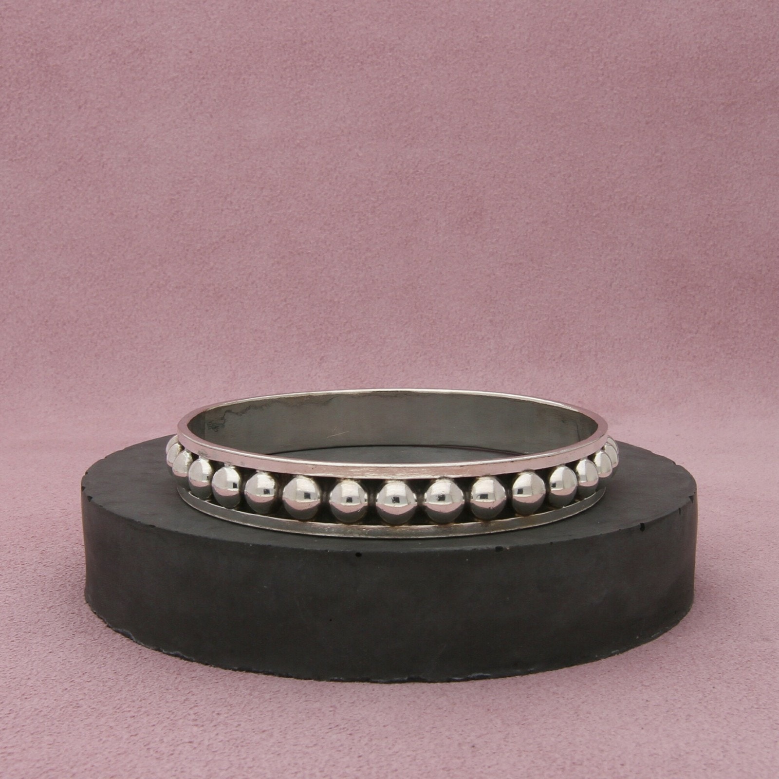 taxco mexico sterling silver vintage beaded stack bangle bracelet size 7.5in