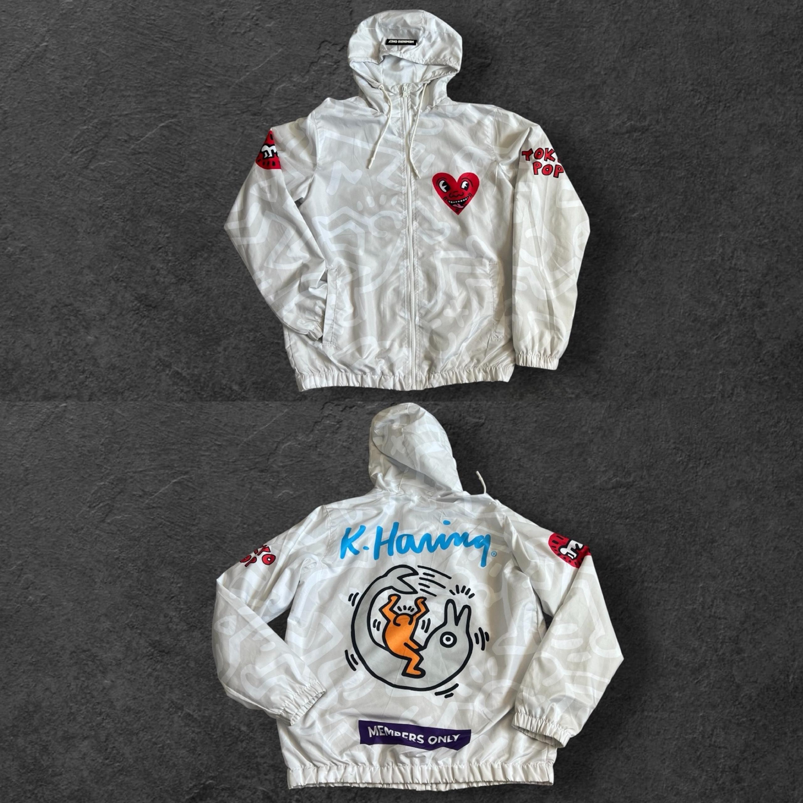 Keith Haring x Members Only Men’s Windbreaker Jacket Hoodie Sz XL Pop Street Art