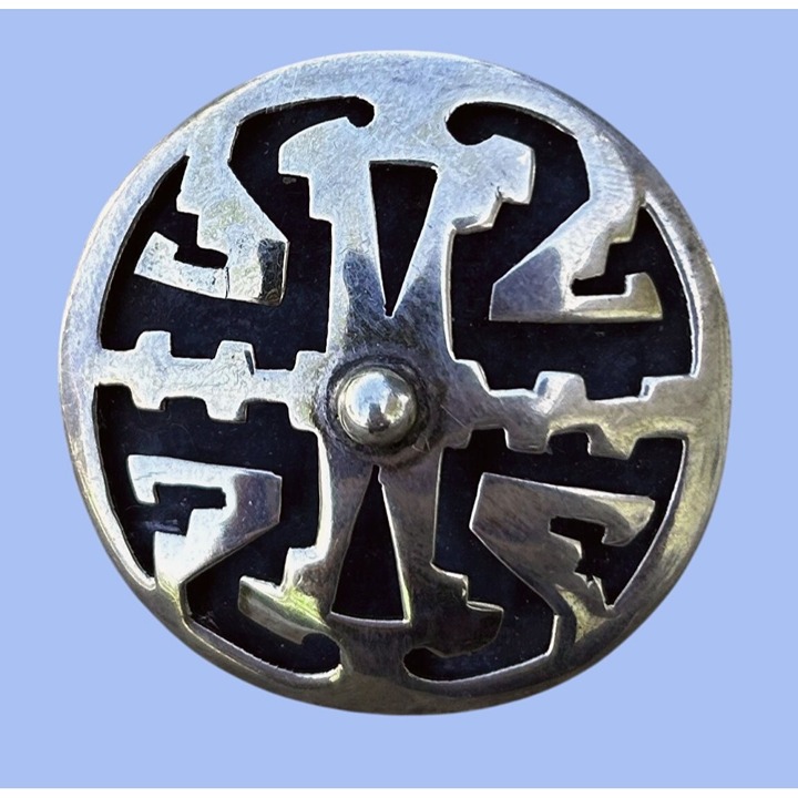 Vintage 925 Sterling Silver Taxco Mexico Modernist Statement Pendant Brooch