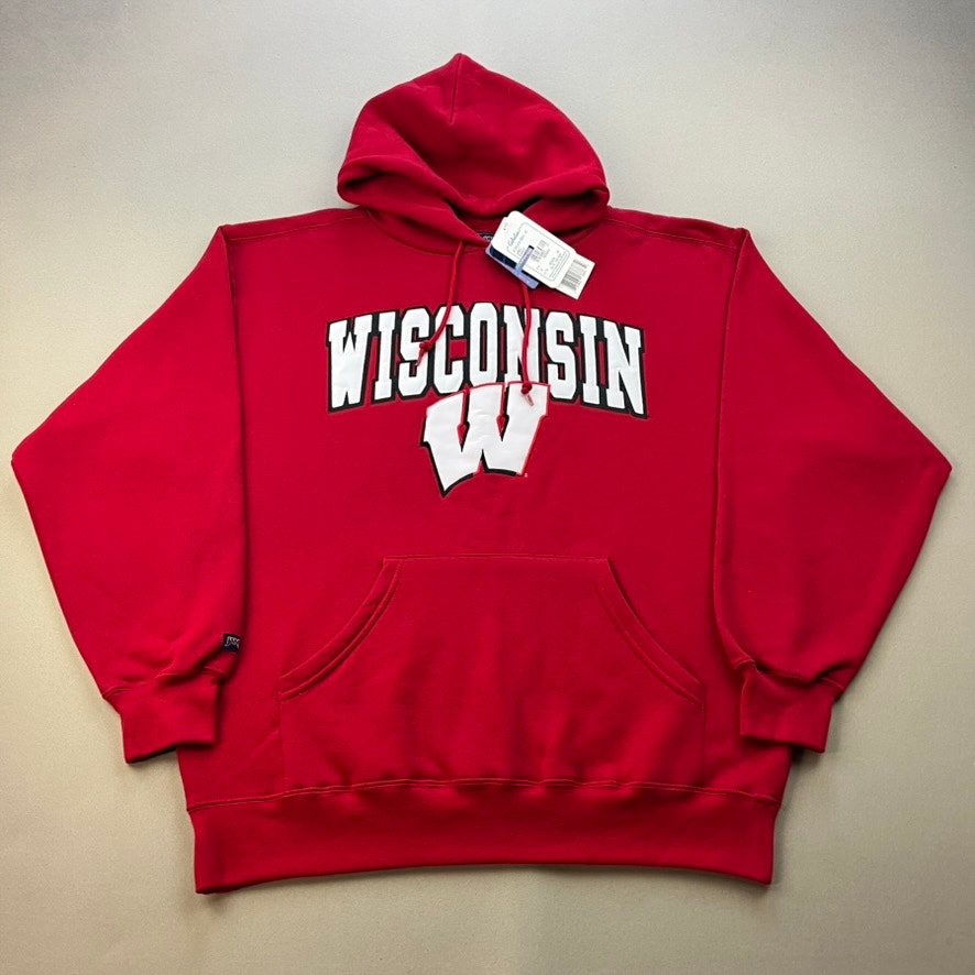 Vintage Wisconsin Badgers Hoodie Sweatshirt Adult Large University College NWT