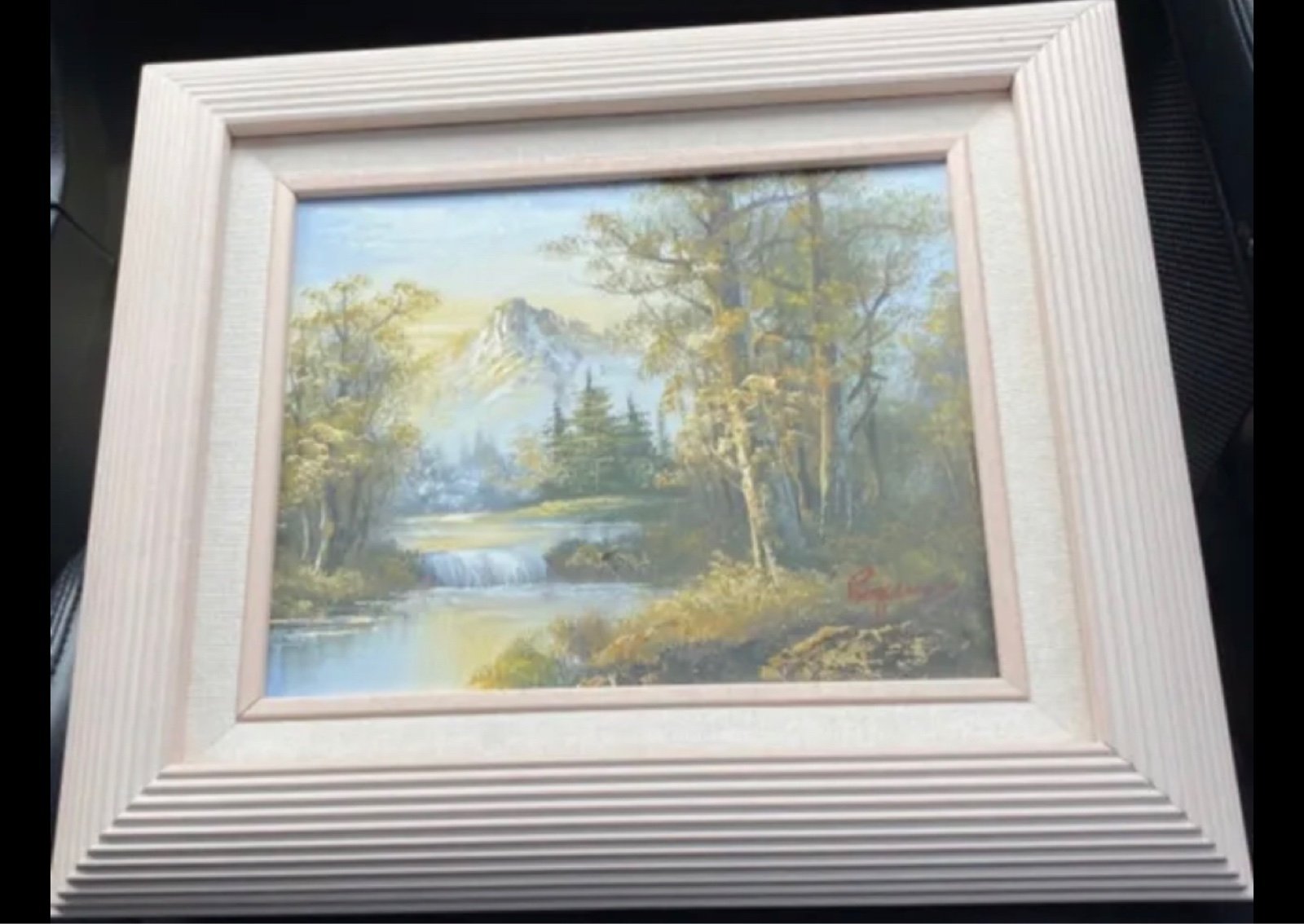 paintings and artwork, Landscape Seaside Wildflower Field & River Scen