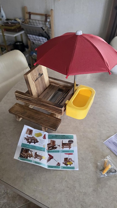 Wooden Squirrel Feeder Table with Water Bowl,