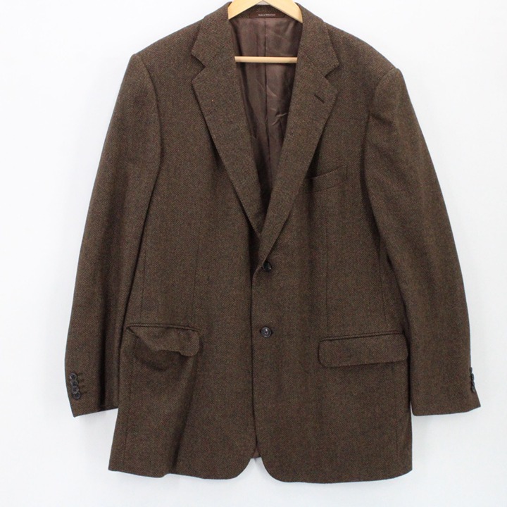 Ermenegildo Zegna Wool Blazer Mens Brown Two Button Front Designer Lined Size 58