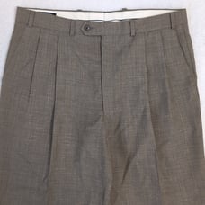 VTG Chaps Ralph Lauren Pants Mens 36x27 Olive Green Wool Linen Nylon Pleated