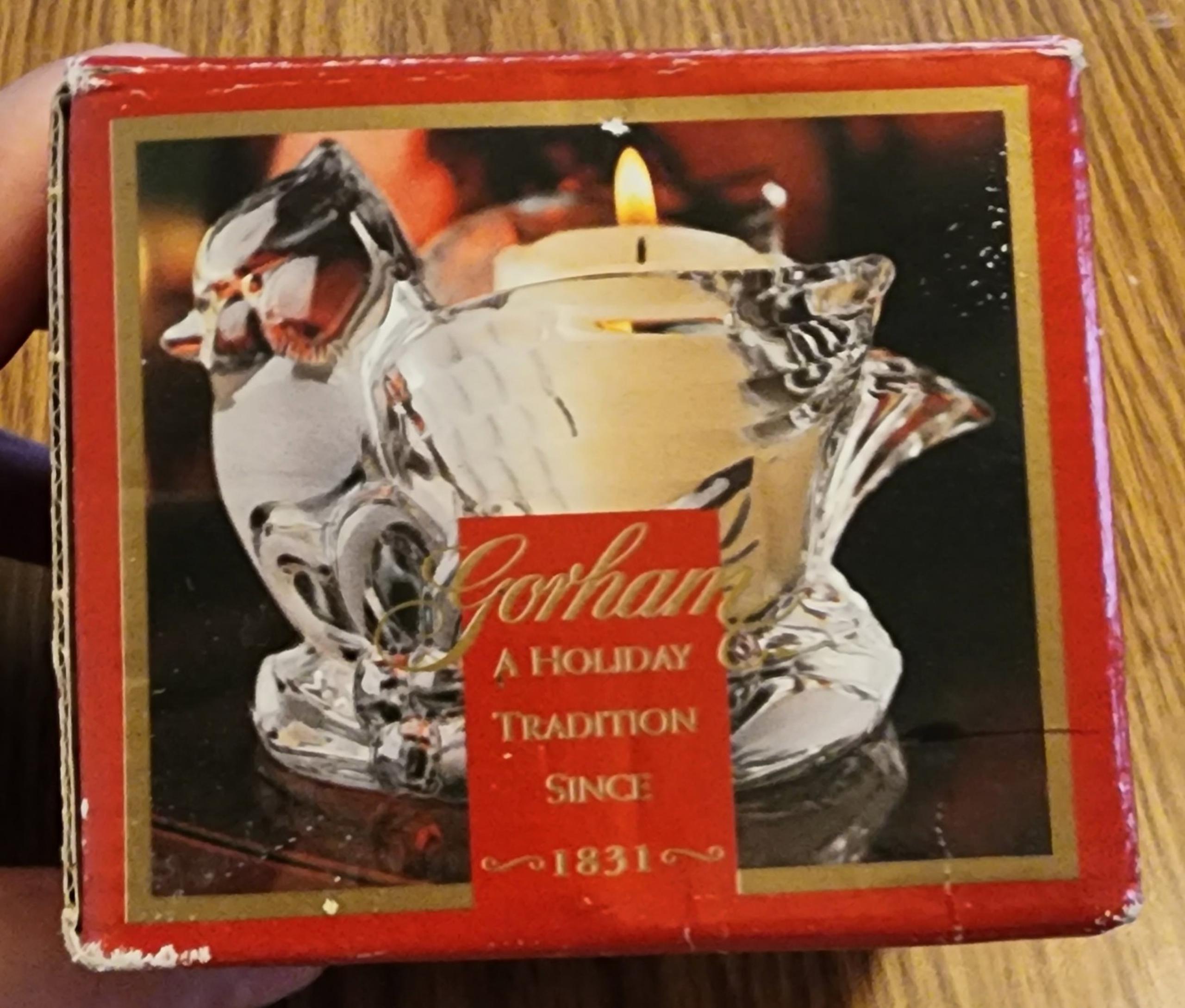 Gorham Cardinal Holiday Tradition Candle Holder Made in Germany 3" clear