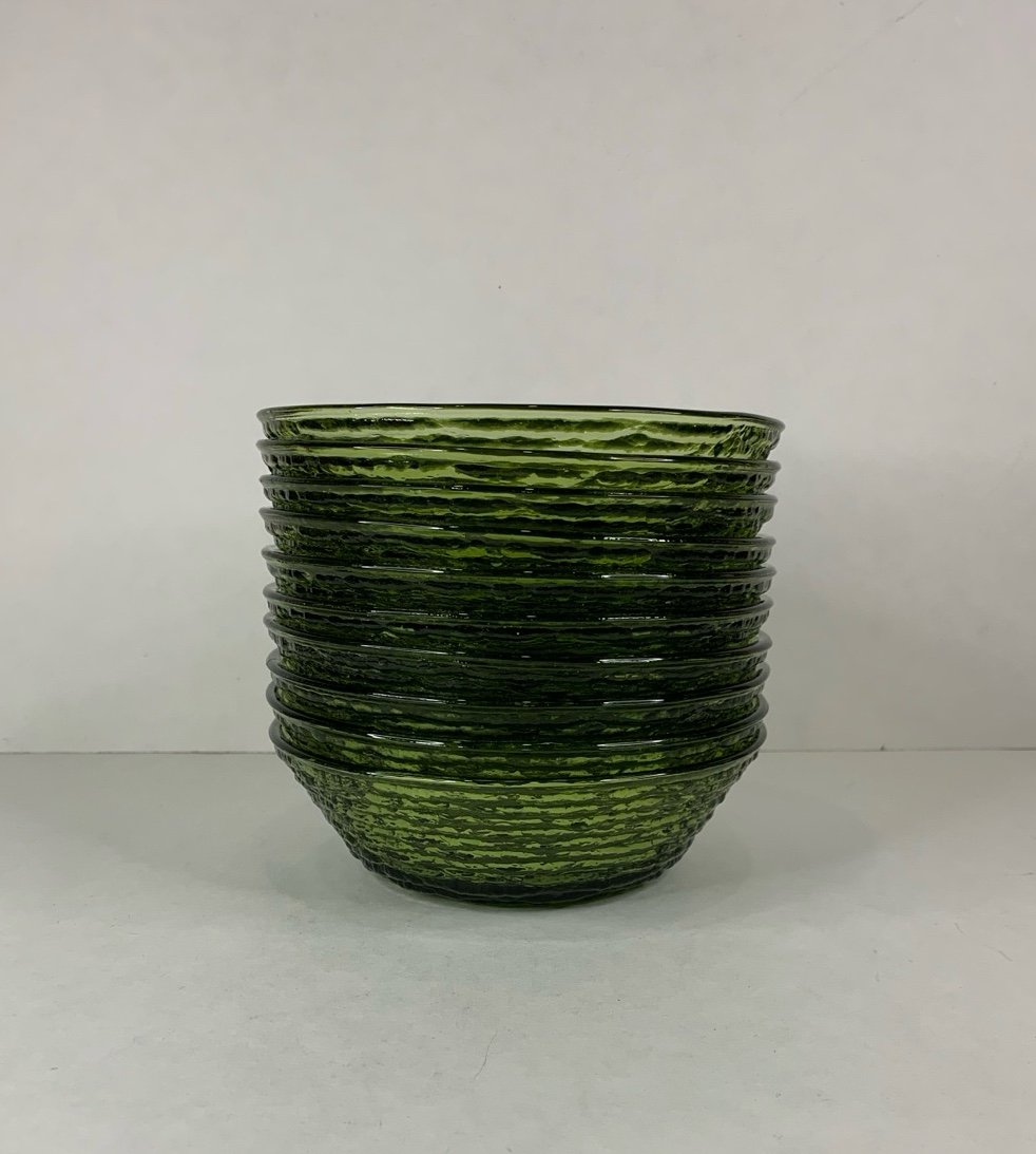 VTG Anchor Hocking Soreno Avocado Green Cereal Bowls Set Of 10