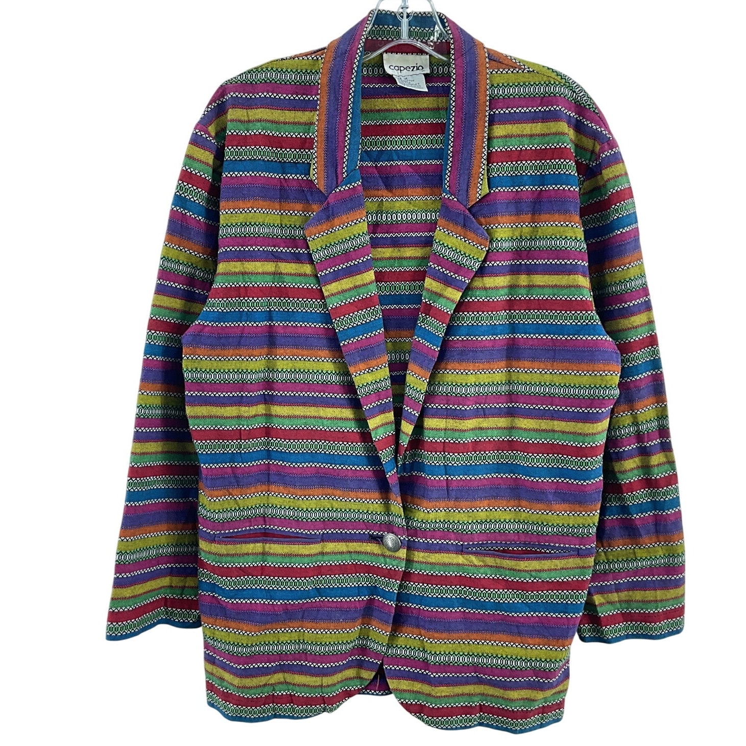 Capezio Multicolor Striped Vintage Cotton Blazer Women's Size Medium Preowned