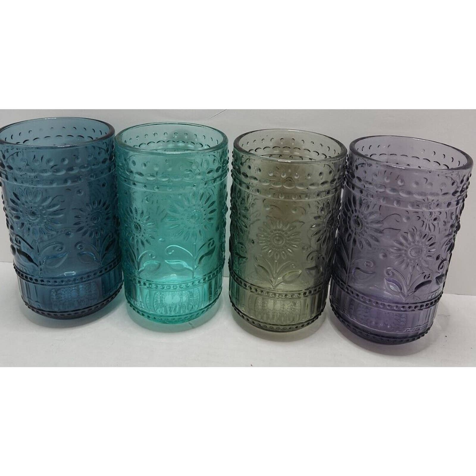 The Pioneer Woman 16 oz sunflowers daisie Multicolor Drinking Glasses Set Of 4
