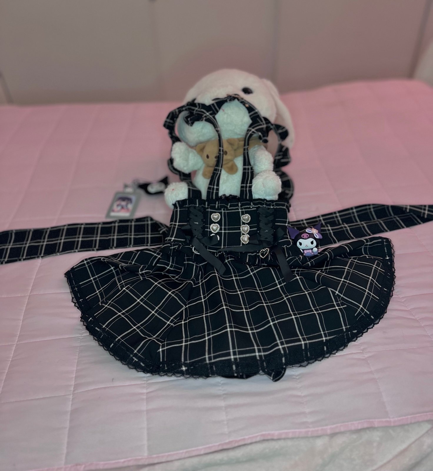 Liz Lisa Lace-Up Suspenders Skirt-Pants Black Check (sold out on web)