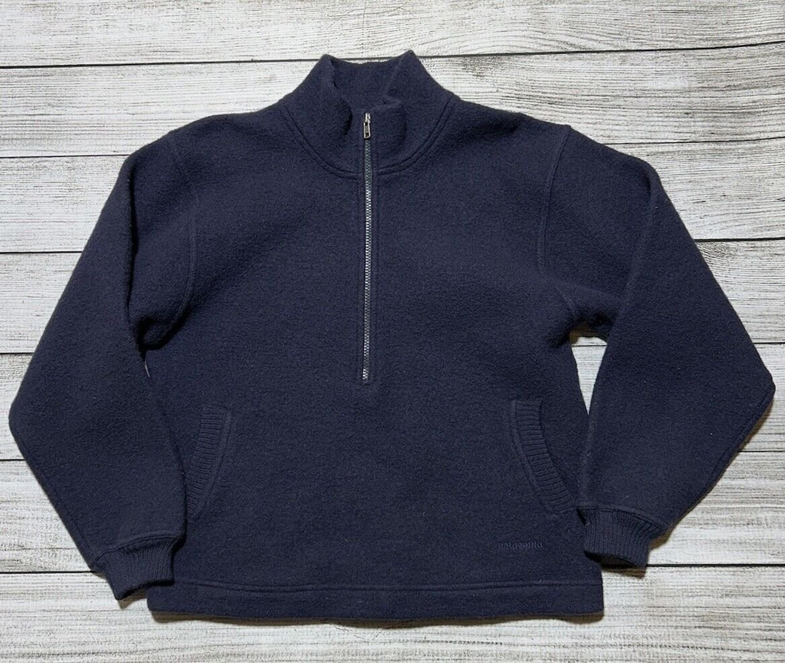 Vintage Patagonia Sweater Womens Medium Blue Wool Zip Pullover Half Zip 90s