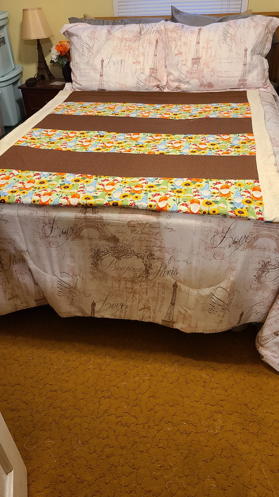 Happy camper gnome throw quilt