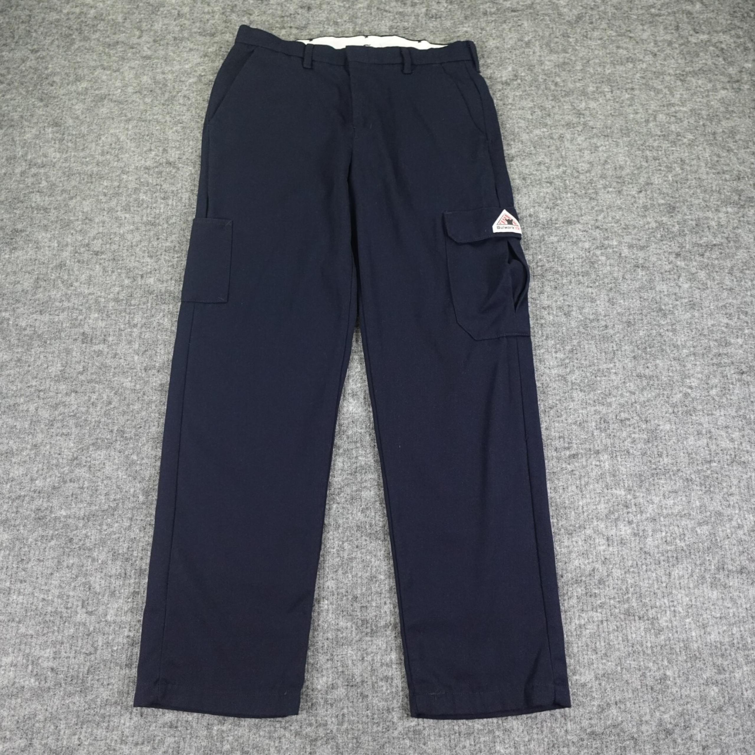 BULWARK FR Pants Mens 34 Blue Lightweight Cargo Flame Resistant Construction