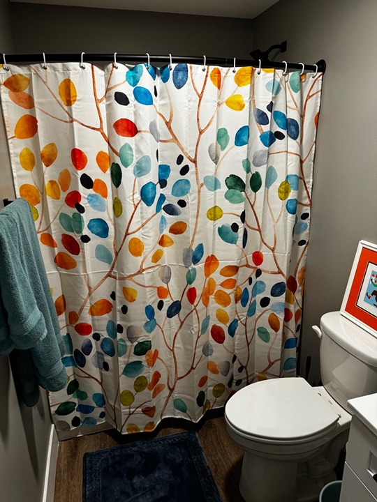 Abstract Colorful Leaves Bath Curtain with 12 Plastic Hooks,72x72 Inches