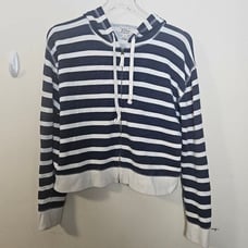 J.Crew Vintage cotton terry cropped hoodie in stripe AU079 Size Small