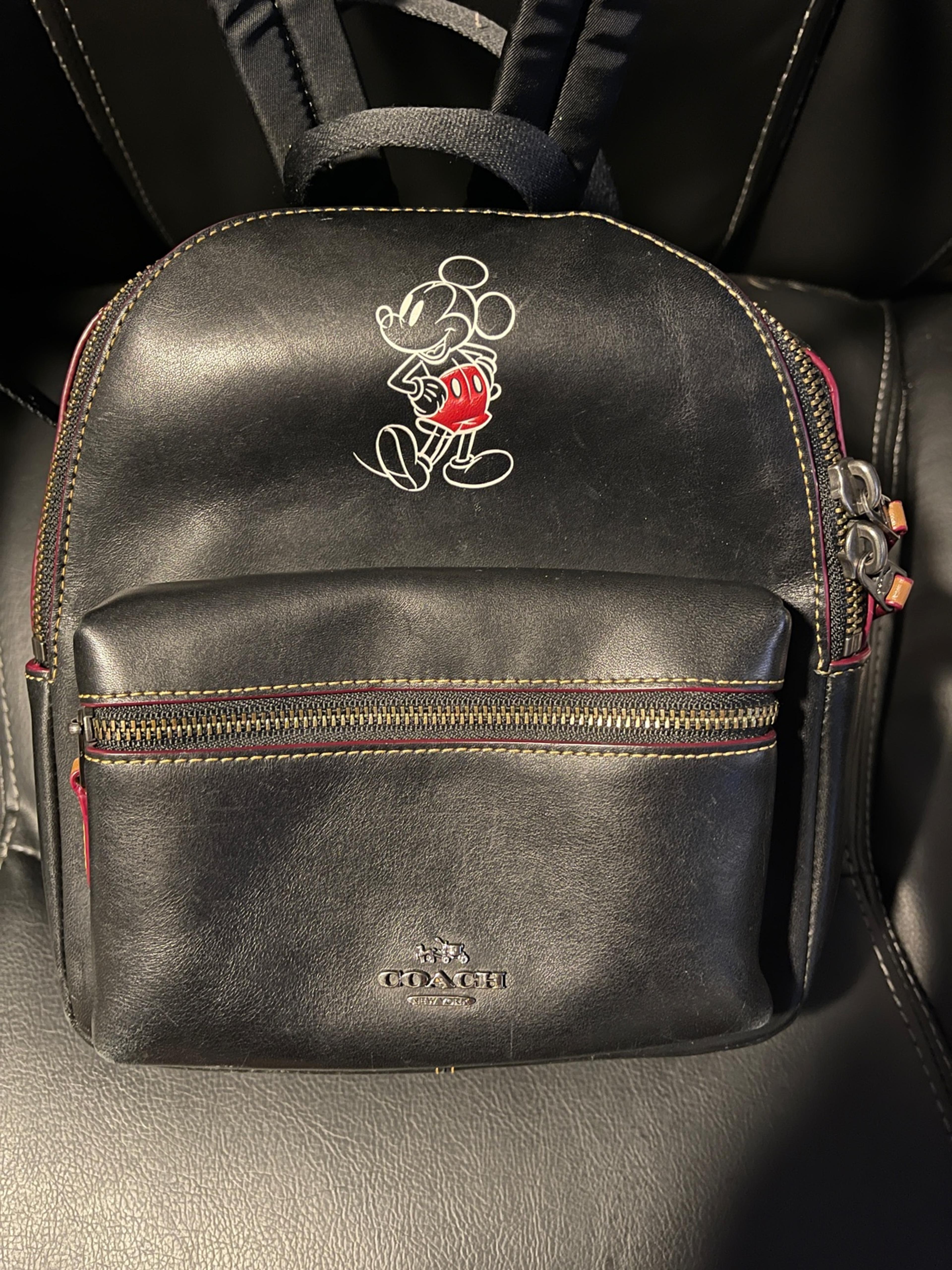 Coach mickey mouse leather backpack in patchwork black Clearance