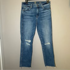 7 For All Mankind Edie straight leg distressed denim jeans women’s size 29