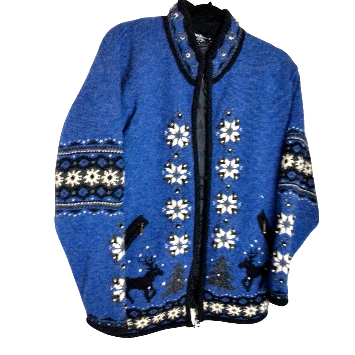 Icelandic Design Reindeer Snowflake Winter Cardigan Size Medium Vintage